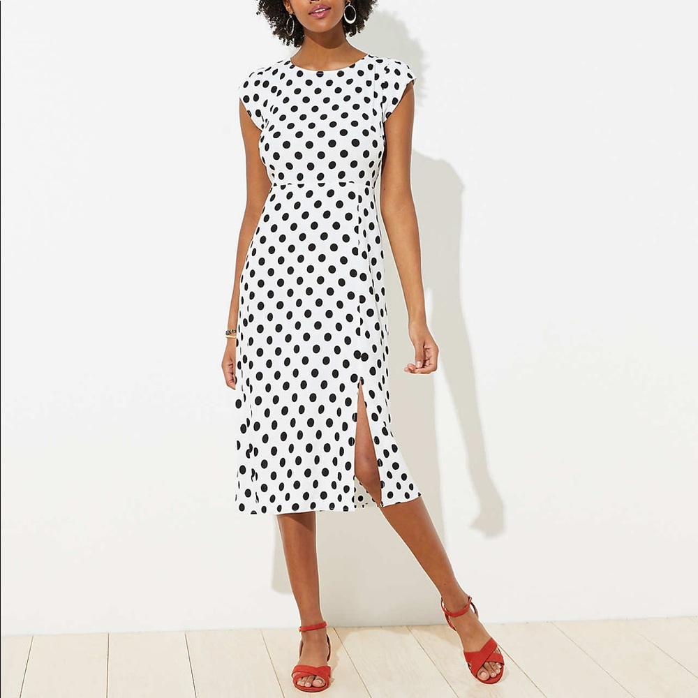 LOFT✨NWOTs✨ Polka Dot Cap Sleeve Midi Dress